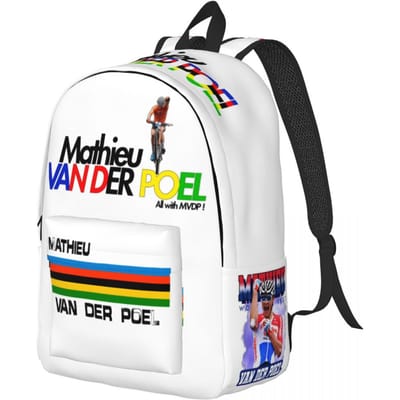 Mathieu Van Der Poel Wielrenner MVDP Rugzak voor Mannen Vrouwen Casual Middelbare School Werk Dagrugzak Nederlandse Wielrenner College Canvas Tassen Cadeau Small 40x30x14cm black