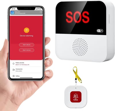 Draadloos Noodalarm - Persoonlijk Alarm - Veiligheid Thuis - APP Meldingen - 70 Meter Bereik - Wit