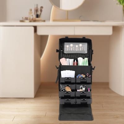 Make-up Trolley - Cosmetica Koffer Trolley - Make-up Organiseren - Grote Capaciteit - 38 x 29 x 42 cm - Zwart