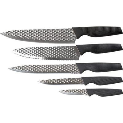Harry Blackstone Airblade-messenset - Scherpe en duurzame keukenmessen - Koksmessen met antiaanbaklaag - Set van 5 messen voor elke gelegenheid