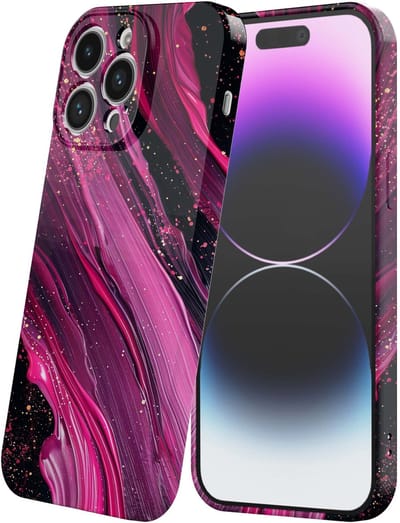 Smartphonica Telefoonhoesje Geschikt voor iPhone 14 Pro Max met Paars Roze Marmer Opdruk - Flexibel Softcase TPU - Backcover Case Paars Roze Marble Design geschikt voor iPhone 14 Pro Max