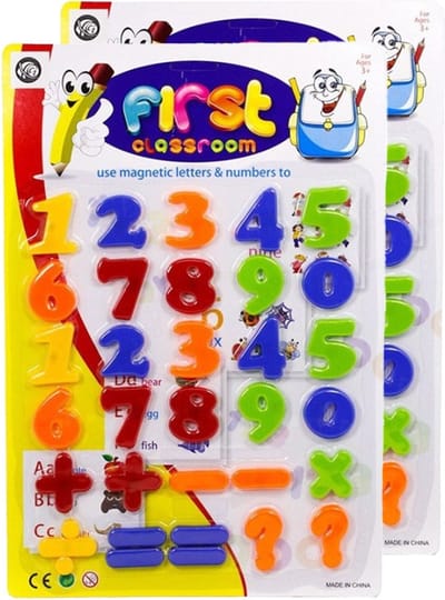 Concorde Magnetische cijfers/rekenen set - 2x - regenboog kleuren - 4 cm