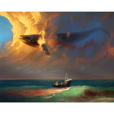 5D DIY diamant schilderij kruissteek walvis zwemmen in de lucht volledige boor diamant borduurwerk 20X30CM orange