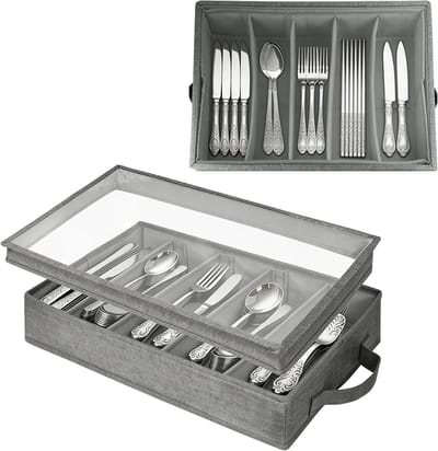 Opslagdoos voor bestek met deksel, snijplankhouder en felt opslagbox voor keuken en camper, ideaal voor georganiseerde keukenaccessoires