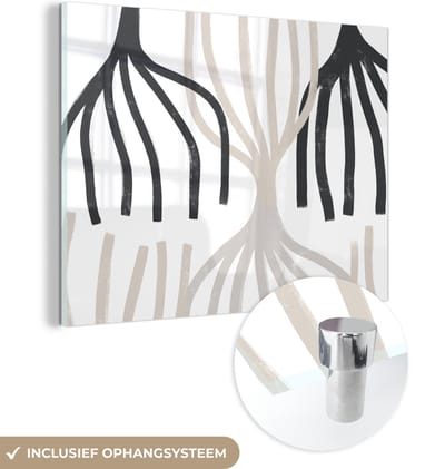 MuchoWow® Glasschilderij 120x90 cm - Schilderij acrylglas - Lijn - Pastel - Abstract - Patronen - Foto op glas - Schilderijen