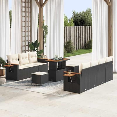 vidaXL - Tuinbank - Set - 13 - st - 9-Aantal - zitplaatsen - Zwart - en - Crème