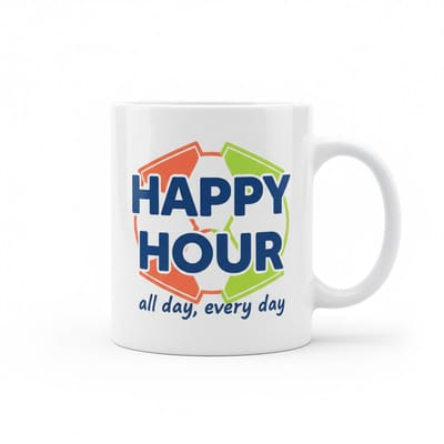 Happy Hour All Day Every Day Mok – Kleurrijke Feest Quote Keramische Koffiemok – 330 ml
