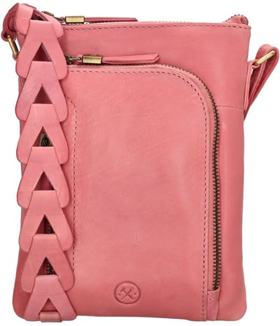 Hide & Stitches Daydreamer Crossbody Schoudertasje - Schoudertas - Trendy Hengsel - Telefoon Portemonnee Tasje - Leren Dames Tas - Lichtroze