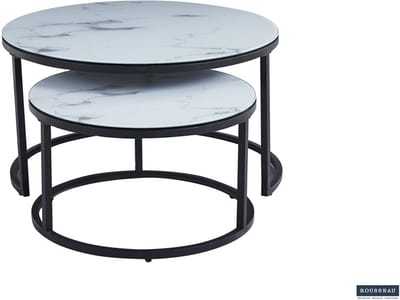Salontafel 'Boston' Decor Glas Marmer Wit