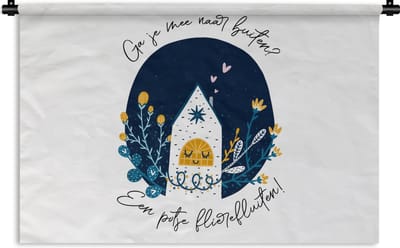 Wandkleed - Wanddoek - Quotes - Spreuken - Ga je mee naar buiten? - 180x120 cm - Wandtapijt