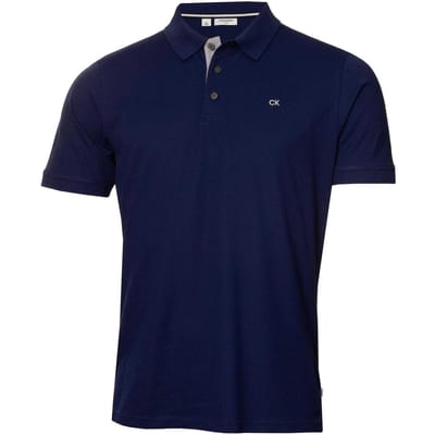 Calvin Klein Heren Geborduurd Kraag Poloshirt met Korte Mouwen (Franse marine)
