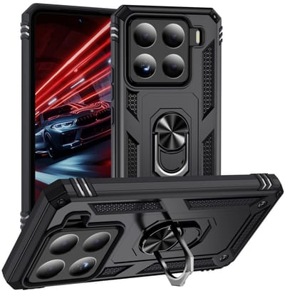 Coverup Hoesje - Geschikt voor Xiaomi 15 Hoesje - Coverup Armor Ring Kickstand Back Cover - Zwart
