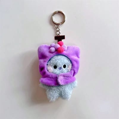 LINE FRIENDS BT21 Anime Kpop et Dessin Animé Thème 9cm Mini Peluche Parfaites Porte-clés et Breloques de Sacs à Dos Série Fruits Dessin Animé gray