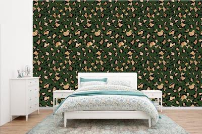 Behang - Fotobehang Panter - Goud - Patronen - Luxe - Breedte 385 cm x hoogte 240 cm