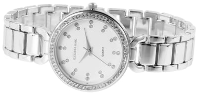 EXCELLANC dameshorloge metaal met metalen armband en kristalbezetting