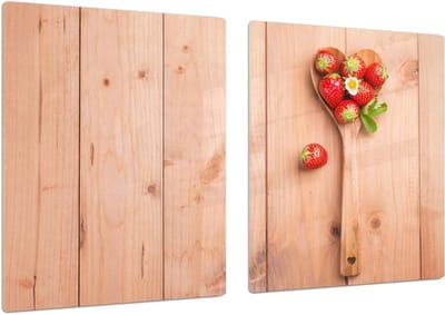 Keukenbord Gehard Glas - Kookplaatafdekking Werkblad - Snijden Koken Dienen - Slagvast Krasbestendig Hygiënisch - 80x52cm of 40x52cm - Aardbeienhart