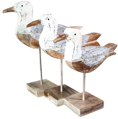 Set 3 meeuwen Bianca rustiek wit/natur