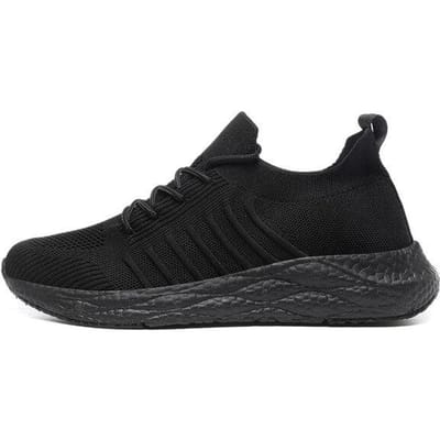 Blwbyl Heren Sneakers Schoenen Casual Sokken Licht Ademend Grote Maat Mode Sport Geweven Zomer Mesh Gevulkaniseerde Schoenen 45 black