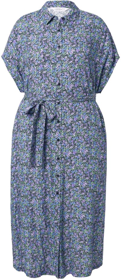 Studio Untold - Dames - Maxi-jurk overhemdjurk bloemenprint - Hemelsblauw - Maat 42+