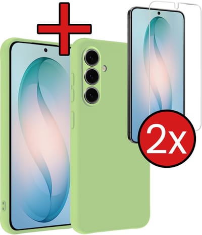 Hoesje - Met 2x Screenprotector - Geschikt voor Samsung Galaxy S26 - Sterk & Shockproof - Telefoon Hoes - Back Cover - Siliconen Case - Telefoonhoes - Groen