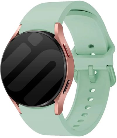 Strap-it siliconen bandje met gesp geschikt voor Samung Galaxy Watch 7 (40 & 44mm) / Galaxy Watch 6 (Classic) / Galaxy Watch 5 (Pro) / Galaxy Watch 4 (Classic) / Galaxy Watch FE - lichtgroen