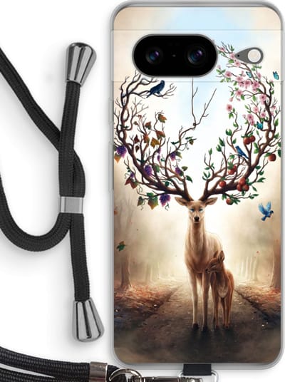 Case Company® - Hoesje met koord geschikt voor Google Pixel 8 hoesje met Koord - Seasons Change - Telefoonhoesje met Zwart Koord - Bescherming aan alle Kanten en Over de Schermrand