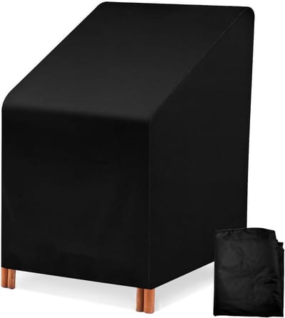 Garden Chair Cover - Beschermende Cover voor Tuinstoelen - Stapelbare Stoelbescherming - Winterproof en Waterdicht - UV-bestendig - 210D Oxford - 65 x 65 x 80/100 cm - Zwart