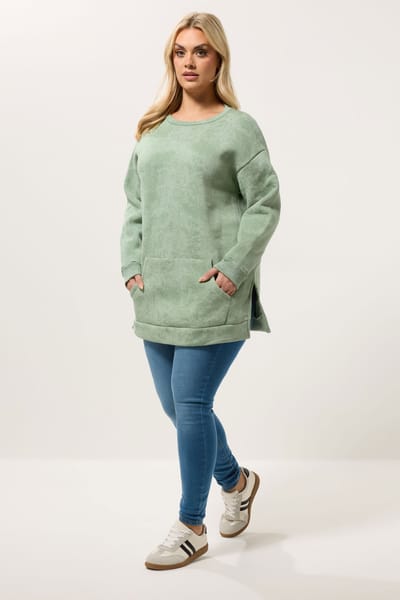 Yours Lichtgroen Sweatshirt Met Zak En Abstracte Print Size 44
