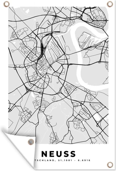 Muurdecoratie Plattegrond - Neuss - Kaart - Stadskaart - Duitsland - 120x180 cm - Tuinposter - Tuindoek