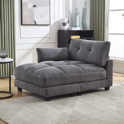 DESMIU Fauteuil 140 x 112 x 81 cm - Met USB, Bekerhouders En Zijvak - Voor Woonkamer, Slaapkamer En Kantoor - Corduroy - Beige