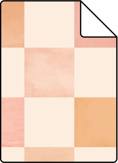 Proefstaal ESTAhome behang geblokt motief beige, oranje en roze - 26.5 x 21 cm - 131719-S