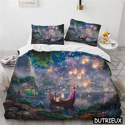 Collection de Literie Film d'Animation 3D Aladdin Jasmine Princesse Disney Housse de Couette Collection 3 Pièces Housse de Couette et Taie d'Oreiller Textile de Maison Cadeau AU Single(140x210cm)