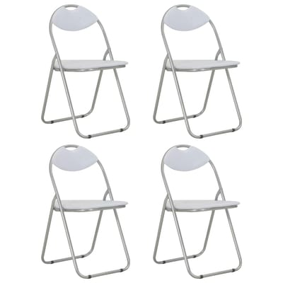 vidaXL - Opklapbare - stoelen, - 4 - stuks, - wit - kunstleer