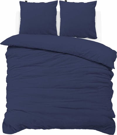 iSleep Dekbedovertrek Teddy Fleece - Eenpersoons - 140x200/220 cm - Donker Blauw
