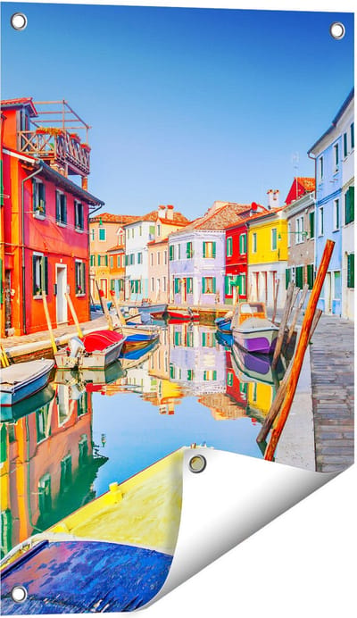 Gards Tuinposter Kleurrijke Huisjes aan het Water in Veneti� - 40x60 cm - Tuindoek - Tuindecoratie - Wanddecoratie buiten - Tuinschilderij