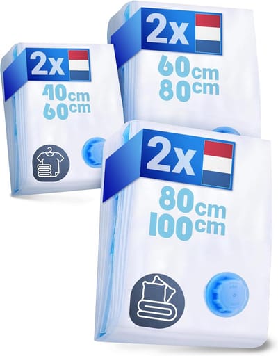 SnelShoppen - Vacuum Bag Set voor Kleding [6-delig] - Compressiezakken voor Reizen, Opslag en Verhuizen - Vacuümzakken voor Kleding 40x60cm, 60x80cm,