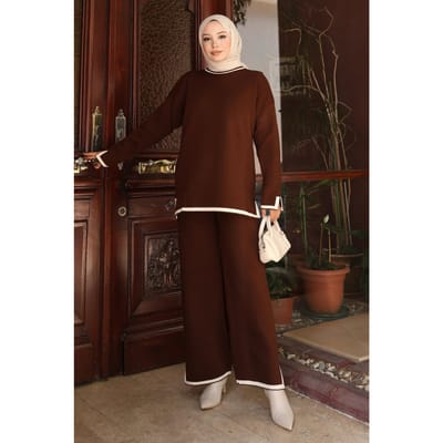Split Detailed Gebreide kleding Pak Bruin