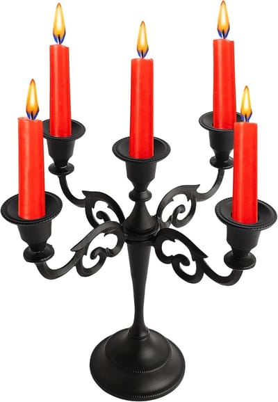 Vijfarmige Kandelaar - Kaarsenhouder Tafel - Sfeervol Huis - Handgemaakt Uniek Stuk - 279 cm - Zwart