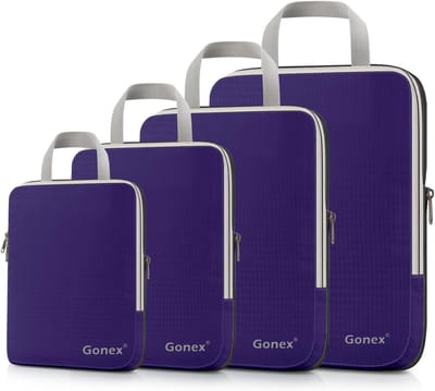 Kleding Opbergzakken - Reisorganizers - Ruimte Besparen - Compressie Systeem - Set van 4 - Blauw