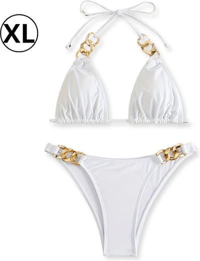 Bovista Bikini Dames - Meisjes Bikini - Badpak - Push Up - Vrouwen Badkleding - Zwemmen - Sexy Set - Top & Broekje - Wit - Maat XL