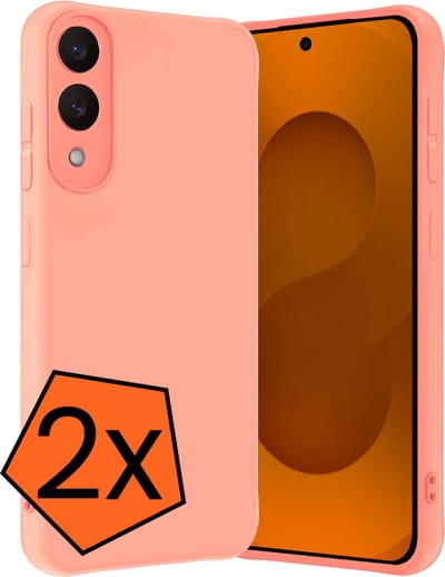 Hoes - 2 Stuks - Geschikt voor Samsung Galaxy S25 Edge - Sterk & Shockproof - Case Siliconen - Back Cover - Telefoon Hoes - Lichtroze