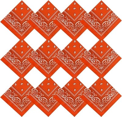 12 Zakdoeken - Zakdoeken - 55 x 55 cm - Bandana - Hoofddoek - Heren zakdoeken - Dames Zakdoeken - Halsdoek - Gezichtsbedekking - Unisex - Feestartikelen - Oranje