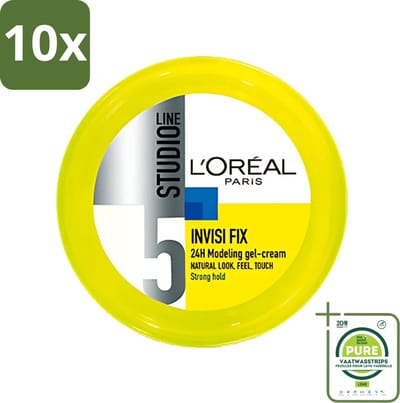10 x L'Oréal Paris - Gel - Studio Line - Invisi Fix - 24H Clean Modeling Gel Crème - 150 ml - Grootverpakking - Gel Crème - Haar Fixatie - Natuurlijk Kapsel - Gezond Haar - 24h Clean Modeling
