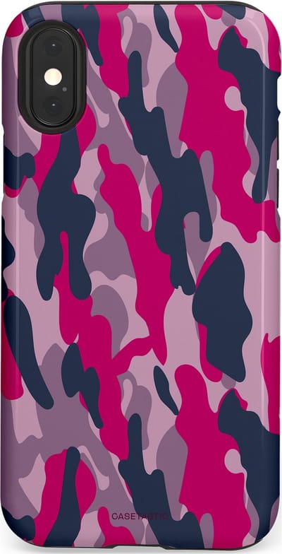 Casetastic hoesje geschikt voor Apple iPhone X / Apple iPhone XS - Dubbellaagse bescherming - Urban Pink Camo - Fashion Case - Lila Roze Donkergrijs Grijs