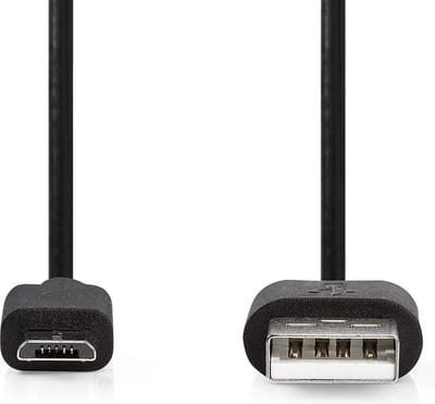 Nedis USB-Kabel - USB 2.0 - USB-A Male - USB Micro-B Male - 10 W - 480 Mbps - Vernikkeld - 0.50 m - Rond - PVC - Zwart - Label