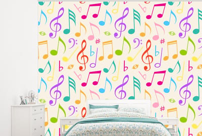 Behang - Fotobehang Muziek - Patronen - Regenboog - Breedte 300 cm x hoogte 240 cm