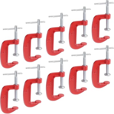 10 Stuks 2 Inch Mini G Klemmen, 50mm Bekopening Rode Gietijzeren Kleine C Klemmen voor Houtbewerking, Lassen en Bouwprojecten
