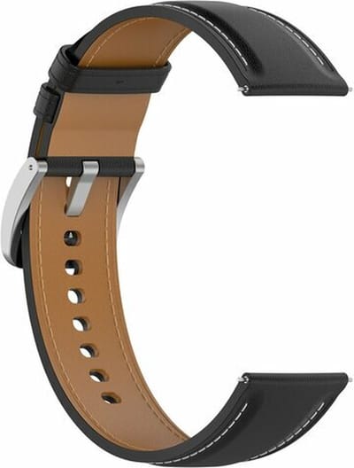 By Qubix - Geschikt voor Garmin bandje - Geschikt voor Garmin Approach S12 / S40 / S42 - Luxe leren bandje - Zwart - Smartwatch bandje 20mm