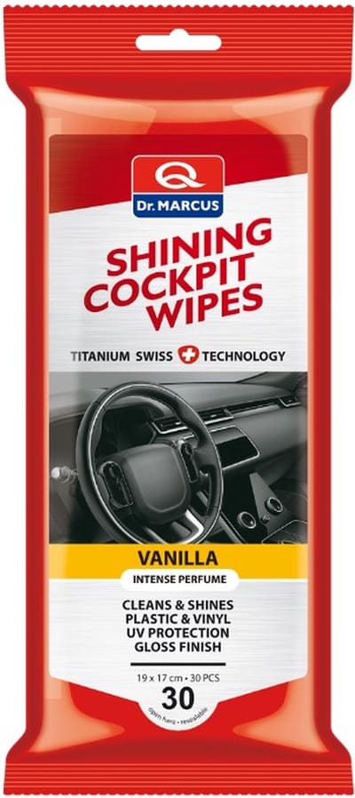 Dr. Marcus Titanium Line Shining Cockpit Wipes - 30 stuks dashboard reinigingsdoekjes - Vanille