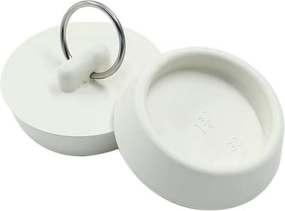 Rubberen Afvoerstop - Gootsteenplug Badkuip - Water Dicht Maken - Hangende Ring - 2 Stuks - Wit